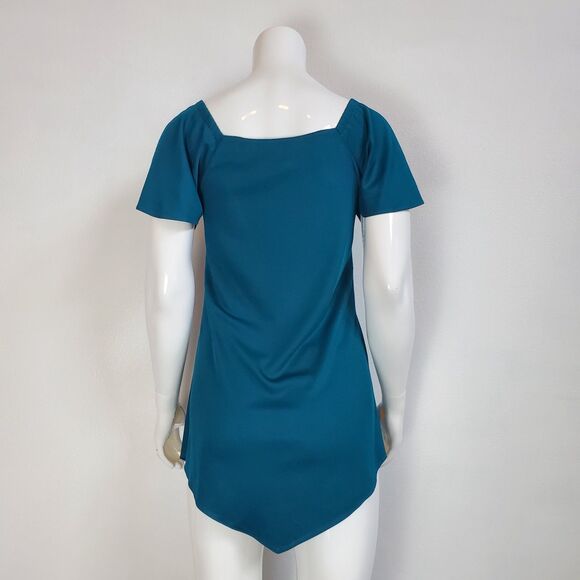 Vintage 70s Teal Tunic Blouse - Picture 4 of 7